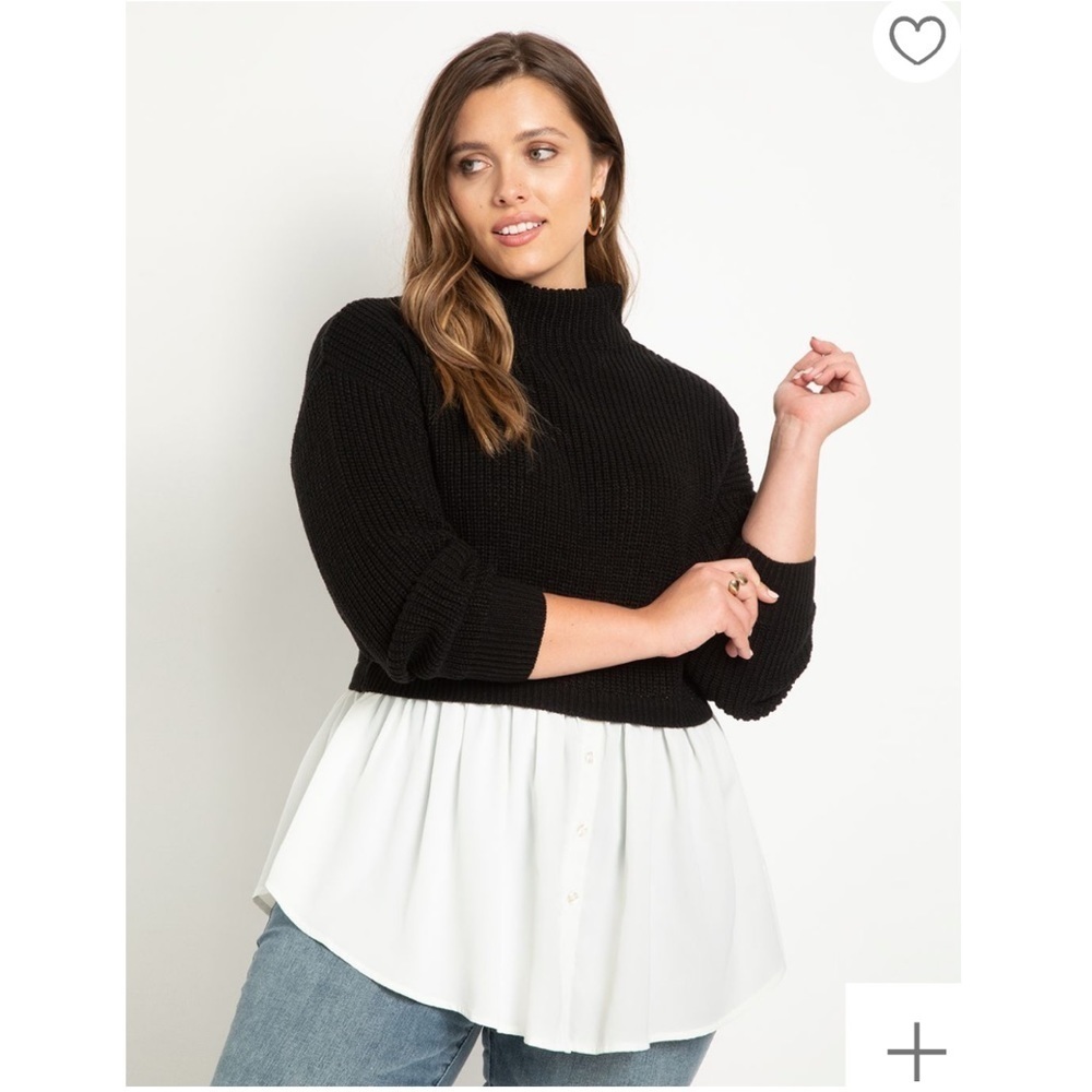 Eloquii Black White Twofer Skirted Sweater Size 18/20